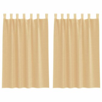 Gordijnen voile met roedezakken 2 st zand 2