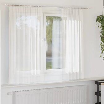 Gordijnen voile met roedezakken 2 st wit 1