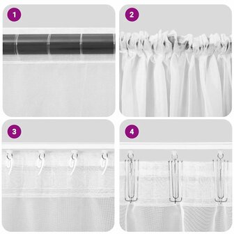 Gordijnen voile met roedezakken 2 st wit 7