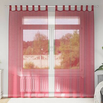 Gordijnen voile met roedezakken 2 st wijnrood 1