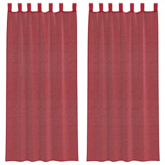 Gordijnen voile met roedezakken 2 st wijnrood 2