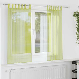 Gordijnen voile met lipje Top 2 st Appelgroen 1