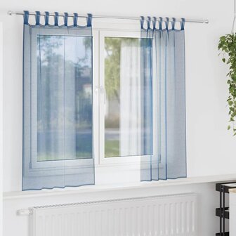 Gordijnen voile met lussen 2 st 140x175 cm koningsblauw 1