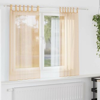 Gordijnen met lussen 2 st zand 140x175 cm zand 1