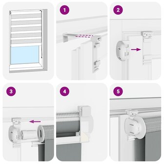 Zebra rolgordijn 50x200 cm stofbreedte 45,9cm lichtgrijs 6