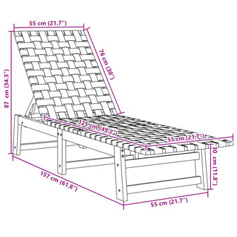 Ligbed massief acaciahout en stof zwart 8