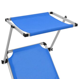 Ligbed inklapbaar met dak aluminium en textileen blauw 6