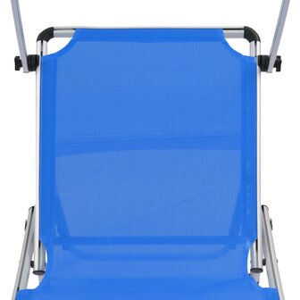 Ligbed inklapbaar met dak aluminium en textileen blauw 7