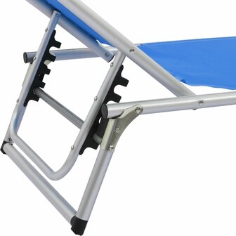 Ligbed inklapbaar met dak aluminium en textileen blauw 8