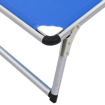 Ligbed inklapbaar met dak aluminium en textileen blauw 9