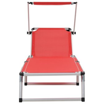 Ligbed inklapbaar met dak aluminium en textileen rood 4