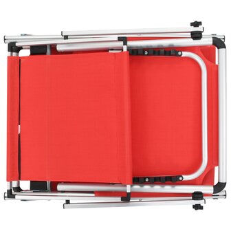 Ligbed inklapbaar met dak aluminium en textileen rood 5