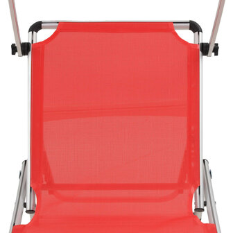 Ligbed inklapbaar met dak aluminium en textileen rood 7