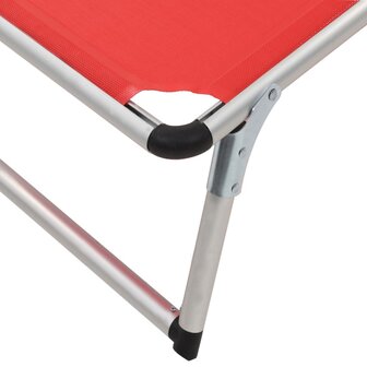 Ligbed inklapbaar met dak aluminium en textileen rood 9