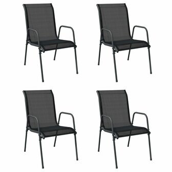 Tuinstoelen 4 st staal en textileen zwart 2