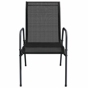 Tuinstoelen 4 st staal en textileen zwart 4