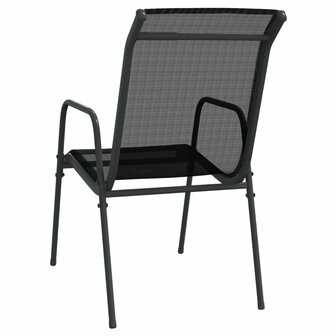 Tuinstoelen 4 st staal en textileen zwart 6