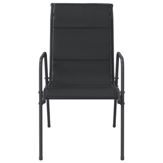 Tuinstoelen 2 st staal en textileen zwart 4
