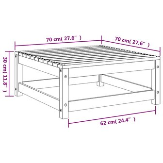 Tuinvoetenbank 70x70x30 cm massief grenenhout wit 8