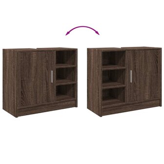 Wastafelkast 63x29x55 cm bewerkt hout bruin eikenkleurigig 8