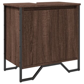 Wastafelkast 60x35x60 cm bewerkt hout bruin eikenkleurig 2