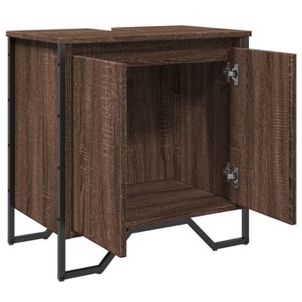 Wastafelkast 60x35x60 cm bewerkt hout bruin eikenkleurig 8
