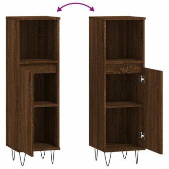 Badkamerkast 30x30x100 cm bewerkt hout bruin eikenkleur 9
