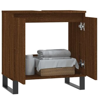 Badkamerkast 58x33x60 cm bewerkt hout bruin eikenkleur 3