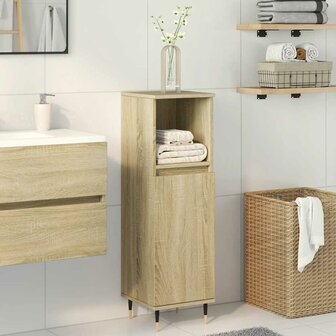 Badkamerkast 30x30x100 cm bewerkt hout sonoma eikenkleurig 3