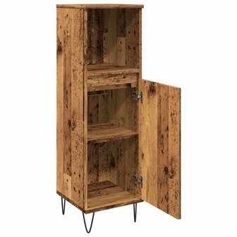 Badkamerkast 30x30x100 cm bewerkt hout oud houtkleurig 7