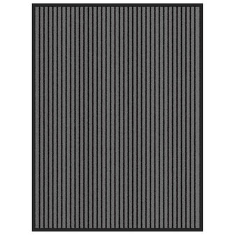 Deurmat 90x120 cm gestreept zwart en grijs 1
