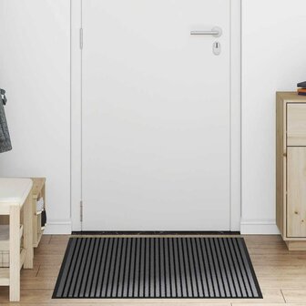 Deurmat 90x120 cm gestreept zwart en grijs 2