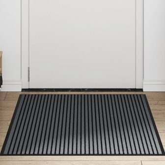 Deurmat 90x120 cm gestreept zwart en grijs 3