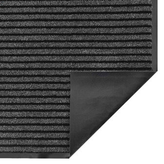 Deurmat 90x120 cm gestreept zwart en grijs 5
