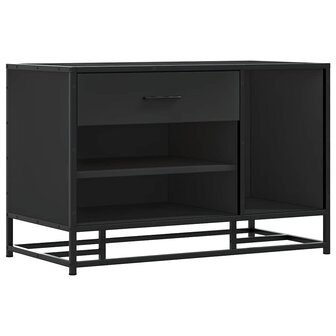 Schoenenbank 80x40x53,5 cm bewerkt hout en metaal zwart 2