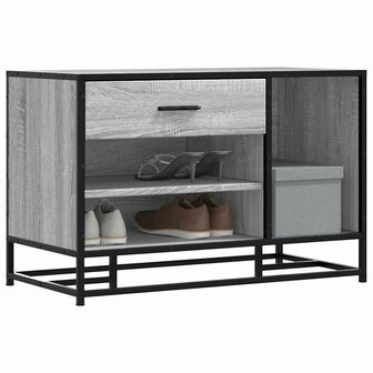 Schoenenbank 80x40x53,5 cm bewerkt hout en metaal grijs sonoma 1