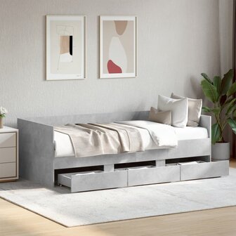 Slaapbank met lades zonder matras 90x190 cm betongrijs 1