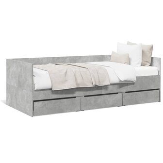 Slaapbank met lades zonder matras 90x190 cm betongrijs 2