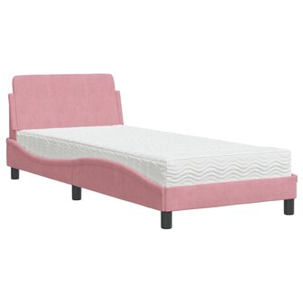 Bed met matras &quot;Dover&quot; fluweel roze 80x200 cm 2