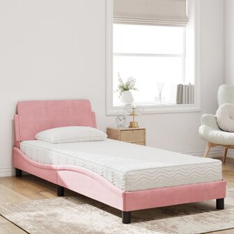 Bed met matras &quot;Dover&quot; fluweel roze 80x200 cm 3