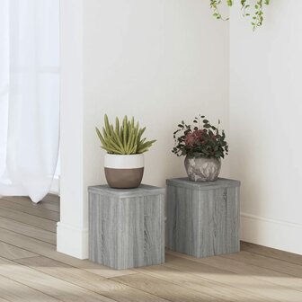 Plantenstandaards 2 st 15x15x20 cm bewerkt hout grijs sonoma 1