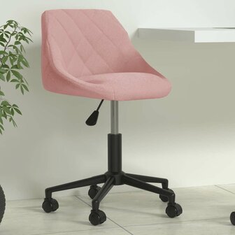 Kantoorstoel draaibaar fluweel roze 1