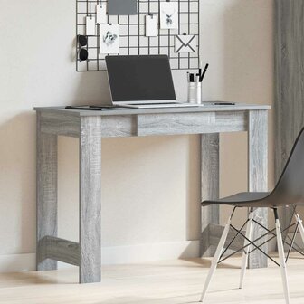 Bureau 100x45x75 cm bewerkt hout grijs sonoma eikenkleurig 3