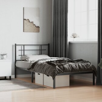 Bedframe met hoofdbord metaal zwart 100x200 cm 1