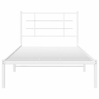 Bedframe met hoofdbord metaal wit 107x203 cm 5