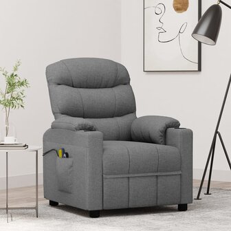 Massagestoel elektrisch stof lichtgrijs 1