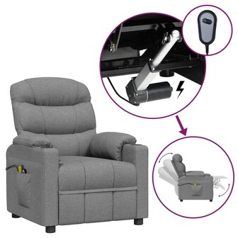 Massagestoel elektrisch stof lichtgrijs 2