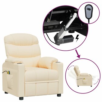 Massagestoel elektrisch stof cr&egrave;mekleurig 1