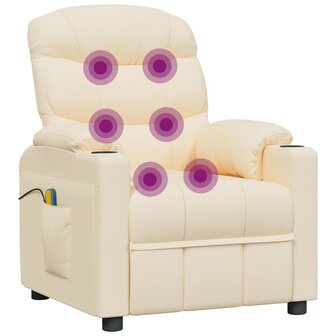 Massagestoel elektrisch stof cr&egrave;mekleurig 7