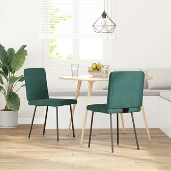 Eetkamerstoelen 2 st fluweel donkergroen 2